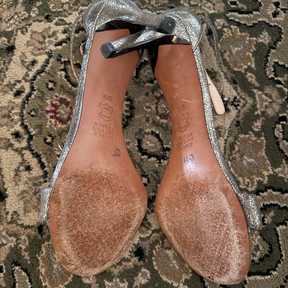 Tory Burch Keri Crackled Metallic Sandal Pewter Stiletto Heels - Picture 5 of 8